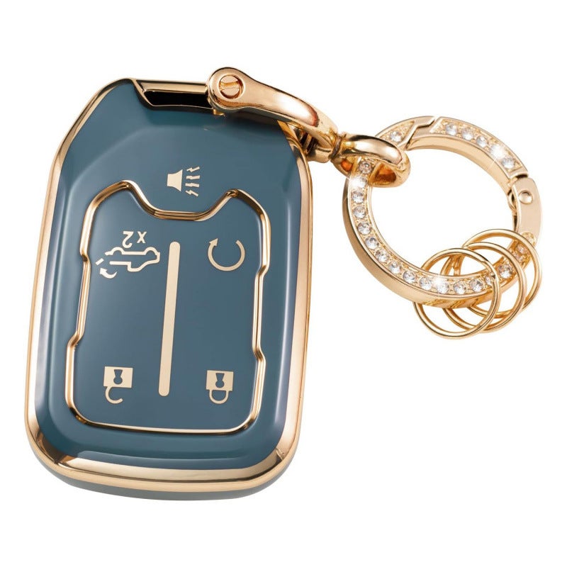 Selling Gold-Edged Car Key Cover Gmc Car Key Bag Diamond Ring Pendant Keychain Style - Image 4